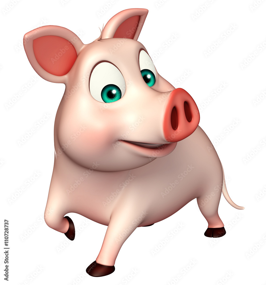 funny  Pig cartoon character
