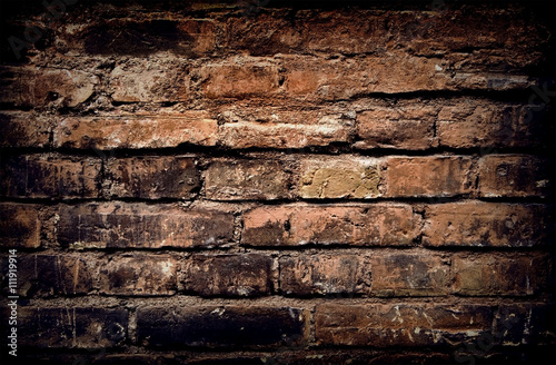 Old brick wall, aged brick background or texture