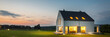 Modern house with garden at night Modern house with garden at night