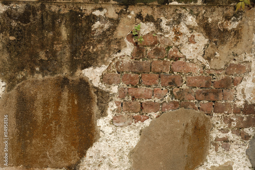 old damaged brick wall background