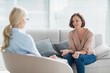 Woman talking to therapist Woman talking to therapist