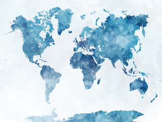 World map in watercolor