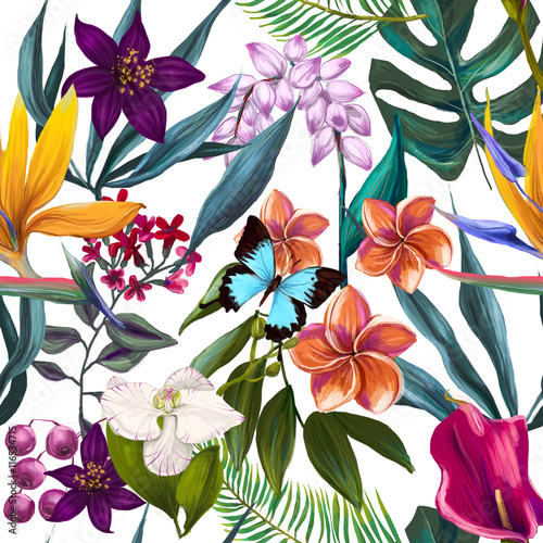seamless exotic floral fashion pattern