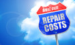 repair costs, 3D rendering, blue street sign repair costs, 3D rendering, blue street sign