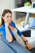 Businesswoman sitting on the sofa. Businesswoman sitting on the sofa.