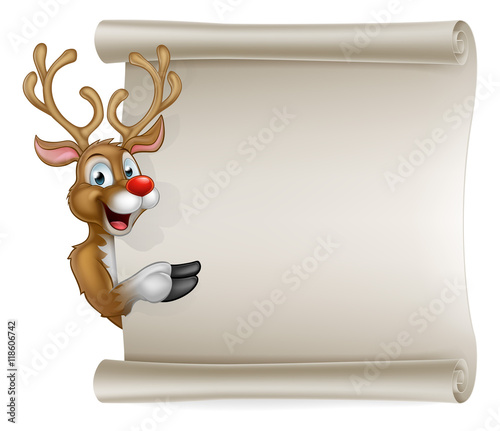 Santas Reindeer Cartoon Christmas Sign