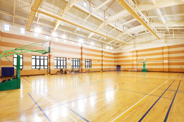 basketball court in modern gym