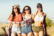 Three beautiful young women enjoying summer on road trip. Three beautiful young women enjoying summer on road trip.