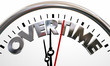Overtime Working Extra Added Hours Clock Words 3d Illustration Overtime Working Extra Added Hours Clock Words 3d Illustration