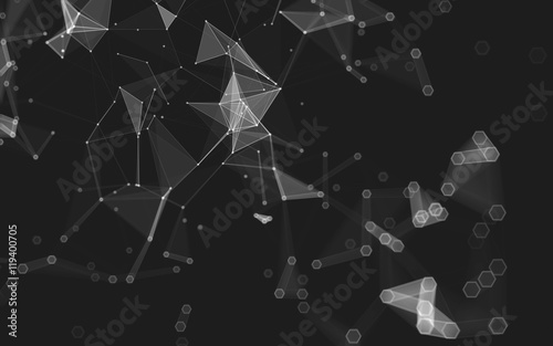 Naklejka dekoracyjna Abstract polygonal space low poly dark background, 3d rendering
