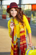 Woman in autumn city Woman in autumn city