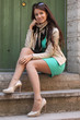 young beautiful girl walking street young beautiful girl walking street