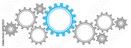 Gears Border Graphics Grey/Blue
