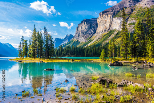 Zdjęcie XXL Spirit Island, Maligne Lake, Park Narodowy Jasper, Alberta, Kanada