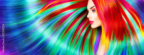 Beauty fashion model girl with colorful dyed hair © Subbotina Anna