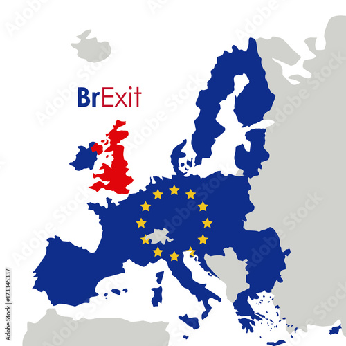 Plakat Brexit ikony unii europejskiej. Europa, naród i rząd. Kolorowy wzór. Ilustracji wektorowych