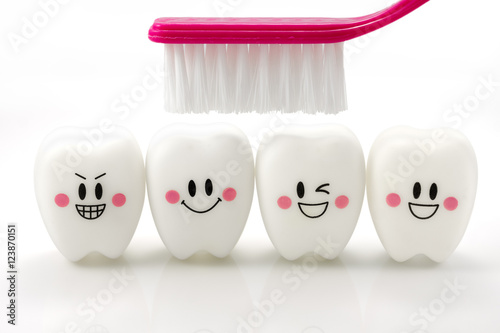 Toys teeth in a smiling mood isolated on white background with clipping path © Phawat