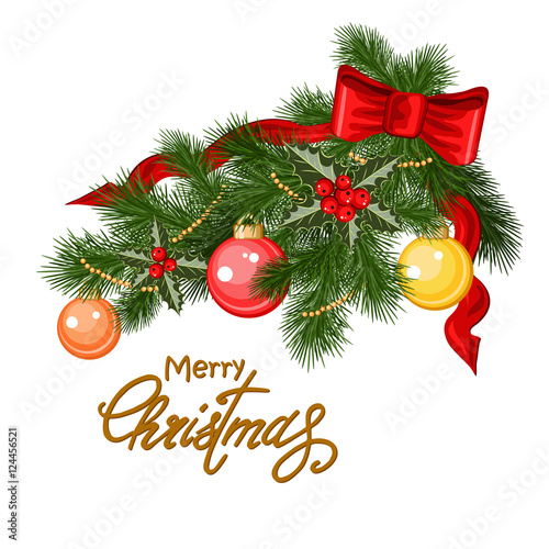 Decorated Christmas tree branch