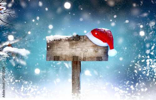 Christmas holiday wooden signboard