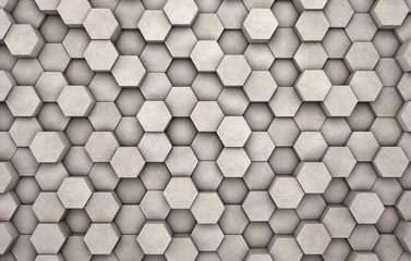 Wall of concrete hexagons as wallpaper or background