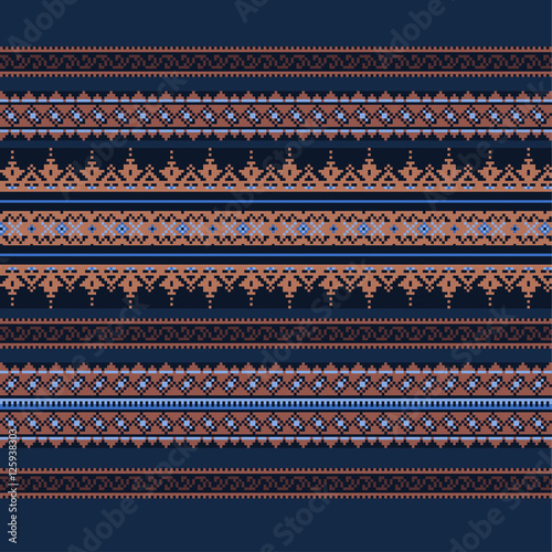 Fototapeta Ethnic ornamental background in blue and brown colors