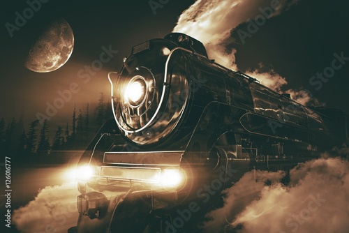 Fototapeta Speeding Steam Locomotive