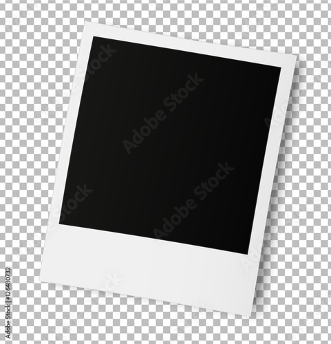 Realistic old photo frame isolated on transparent background.