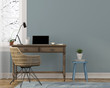 Interior of workplace in blue tones Interior of workplace in blue tones