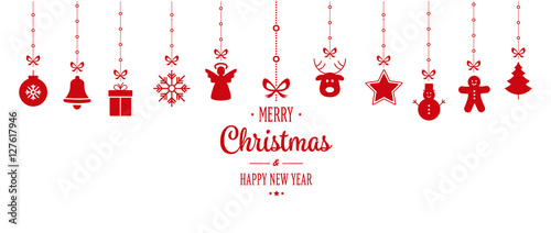 christmas ornament hanging red isolated background