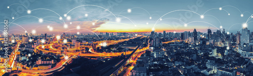 Network and Connection technology concept with Bangkok Expresswa