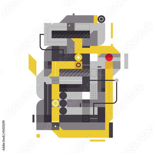 Plakat abstrakcyjny wzór ze współczesnymi elementami industrialnymi