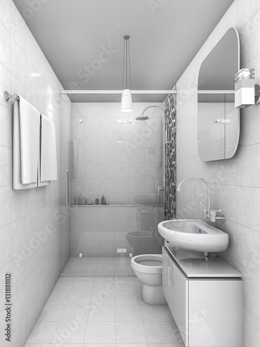 Fototapeta 3d rendering white tone minimal ad small bathroom
