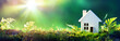 Eco Friendly House - Paper Home On Moss In Garden
Eco Friendly House - Paper Home On Moss In Garden