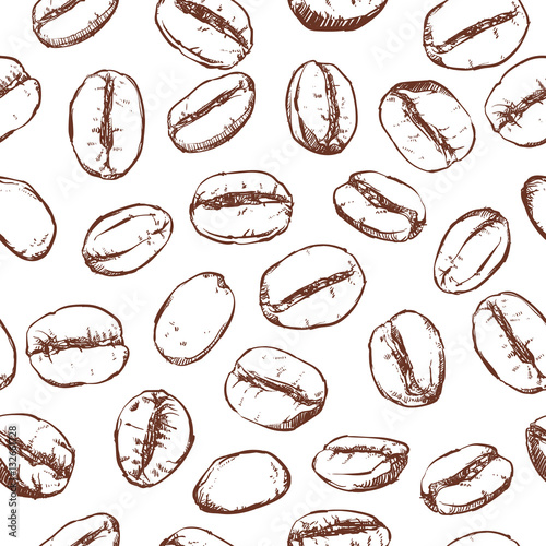Naklejka dekoracyjna Coffee bean pattern including seamless on white background, Vector clip art