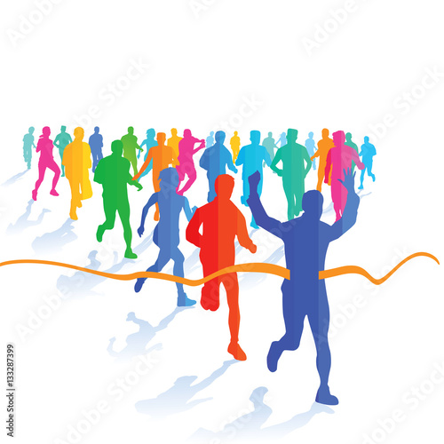 eine Gruppe von Läufern am Ziel