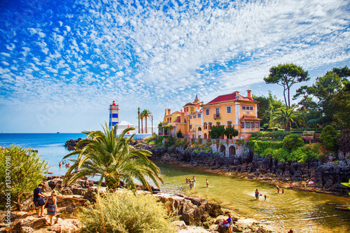 Zdjęcie XXL Latarnia morska Farol z Santa Marta, Cascais, Lizbona, Portugalia