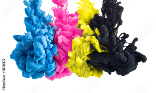 Фото: color splashes of ink in cyan magenta yellow black as symbol for subtractive CMYK color blending color splashes of ink in cyan magenta yellow black as symbol for subtractive CMYK color blending