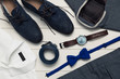 collection of men's fashion clothes and accessories. top view collection of men's fashion clothes and accessories. top view