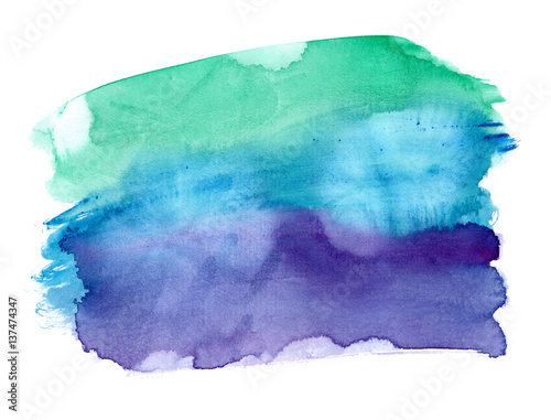 Plakat Wibrujący szmaragdowa zieleń ciemny purpurowy gradient malował w akwareli na czystym białym tle