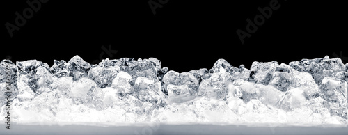  Pieces of crushed ice cubes on black background. Including clipping path.