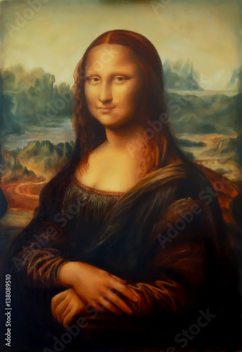 Reproduction of painting Mona Lisa by Leonardo da Vinci and light graphic effect. © jozefklopacka