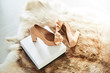 Beige high heel shoes in showroom Beige high heel shoes in showroom
