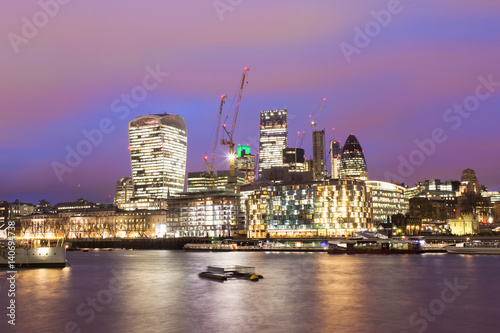 London city center, United Kingdom. Night scene with long exposure