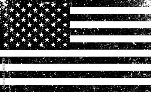 Plakat Grunge monochromatyczny flaga Stanów Zjednoczonych. Czarno-biały ilustracja wektorowa z grunge tekstur.