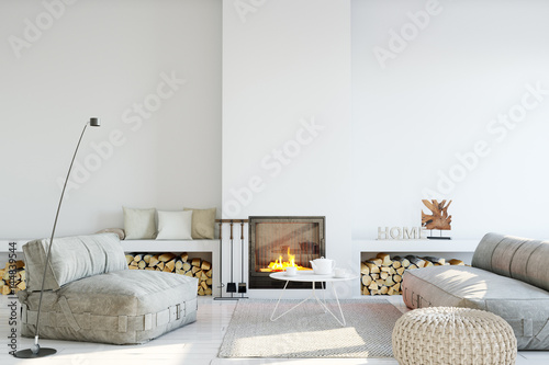 Plakat makiety do wnętrza ściany. Skandynawski styl. Wall art. 3d rendering, 3d ilustracja