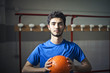 Sporty man holding a ball Sporty man holding a ball