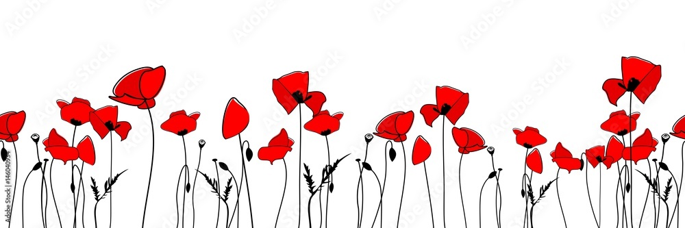 Borte nahtlos mit roten Mohnblumen