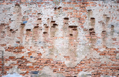 Sehr alte Ziegelmauer, Textur, Hintergrund, Textfreiraum