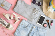 Fashion summer women clothes set with cosmetics and accessories Fashion summer women clothes set with cosmetics and accessories