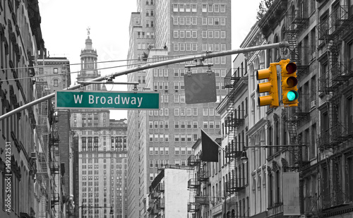 West Broadway street sign in New York, USA